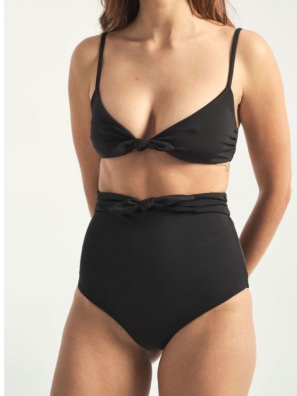 NWT MARA HOFFMAN Carla/jay High-Waist Black Bikini Set with Knot Detail size XL